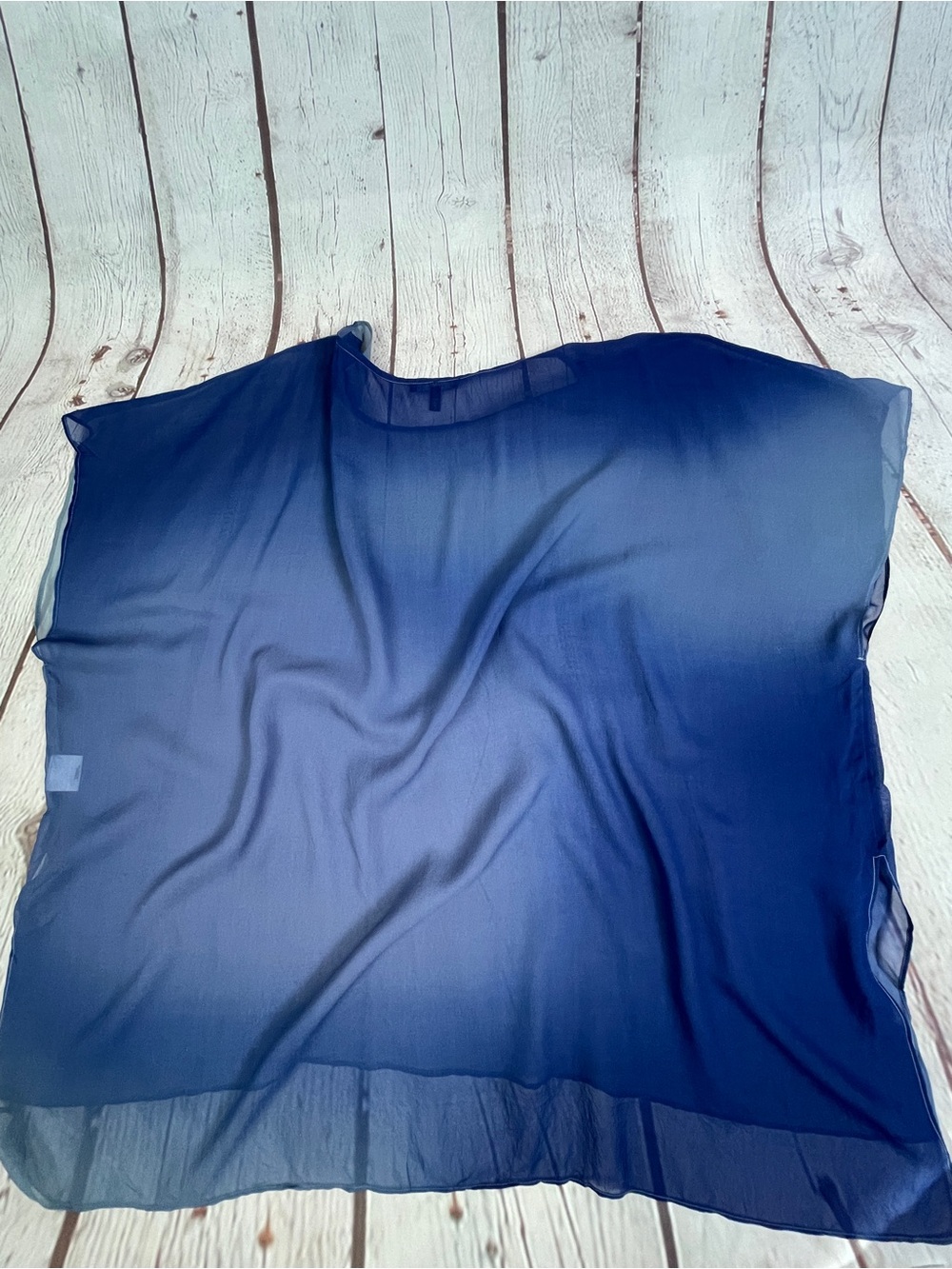 EILEEN FISHER sheer blue ombre lightweight flowy 100% silk tunic top, size XL - Picture 9 of 13